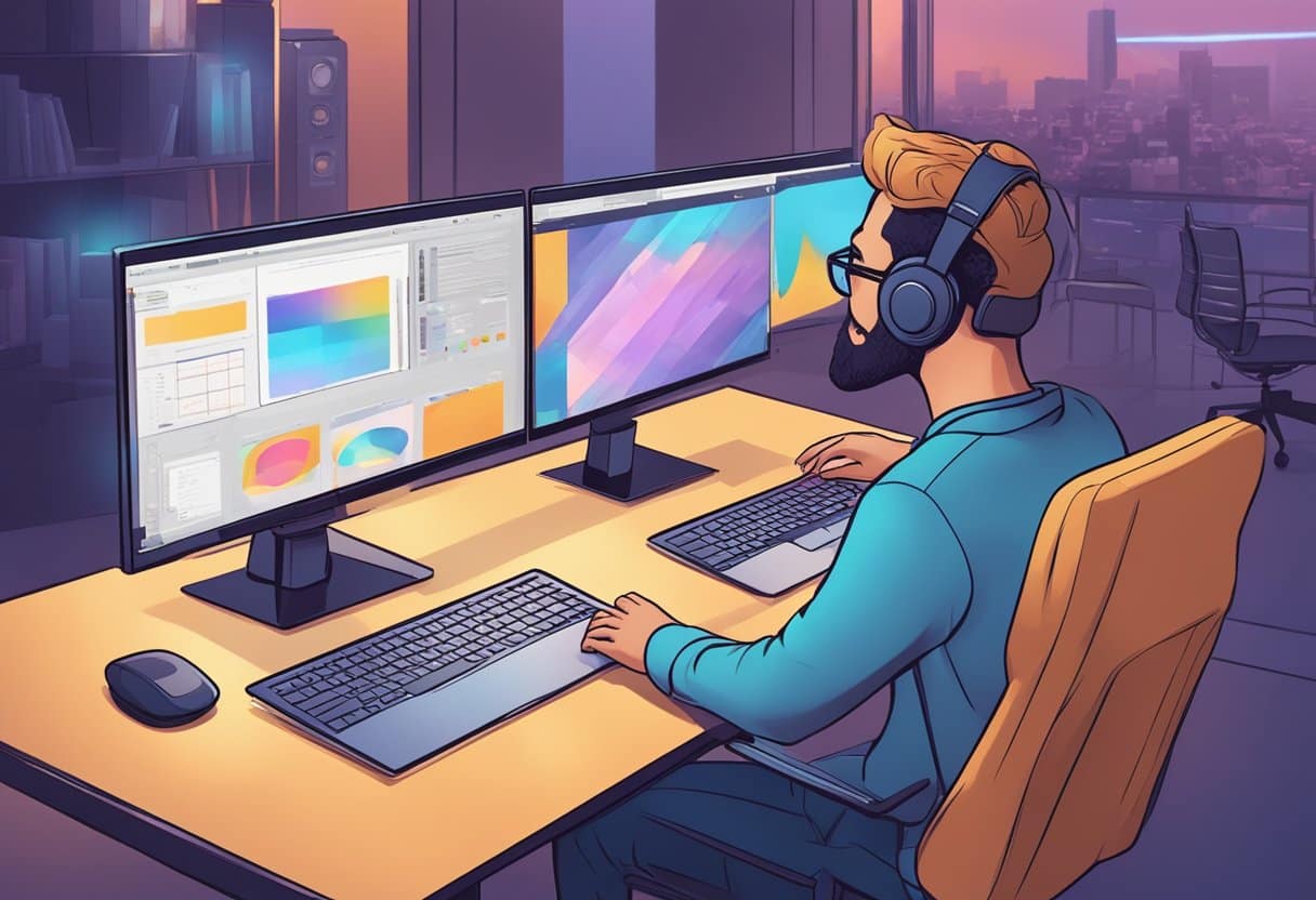 A content creator watches as AI-enhanced animations bring their brand to life, blending creativity with technology