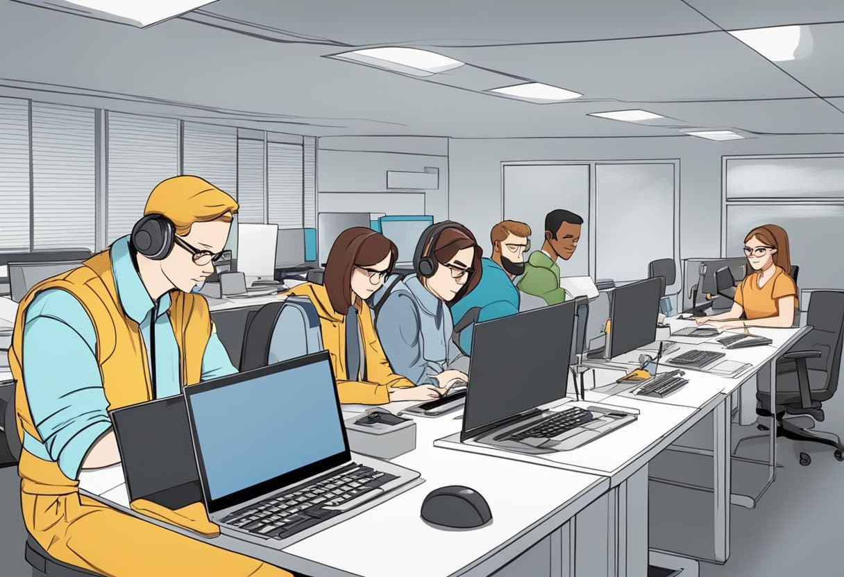 Skills Training Animations: Boosting Workforce Competence Through Visual Learning - A group of animated characters working together on a storyboard, with computers and drawing tablets on desks