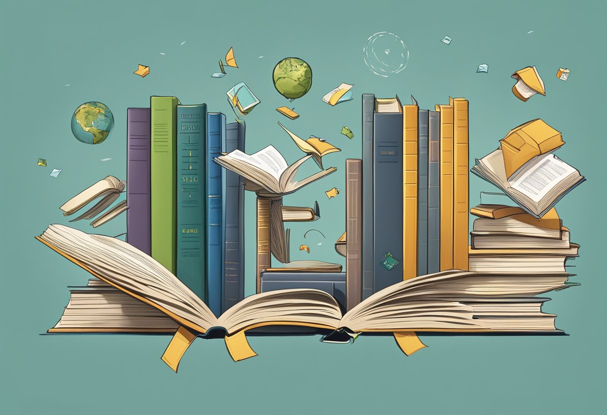 Literacy Animation Content: Boosting Reading Skills Through Visual Storytelling - A series of books floating in mid-air, gradually transforming into animated characters and scenes, representing the evolution of animation in literacy content