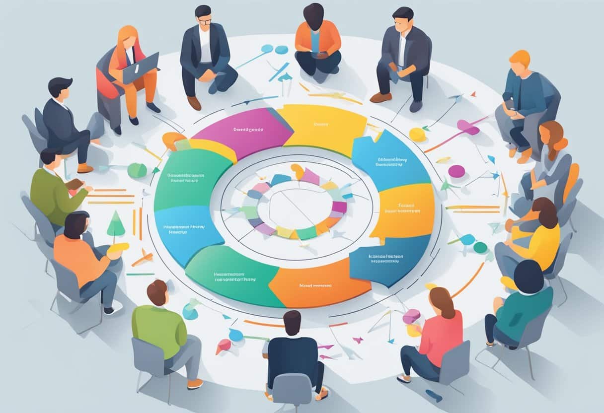 A group of diverse objects arranged in a circle, with arrows pointing from one to the next, representing the interconnected nature of inquiry-based learning