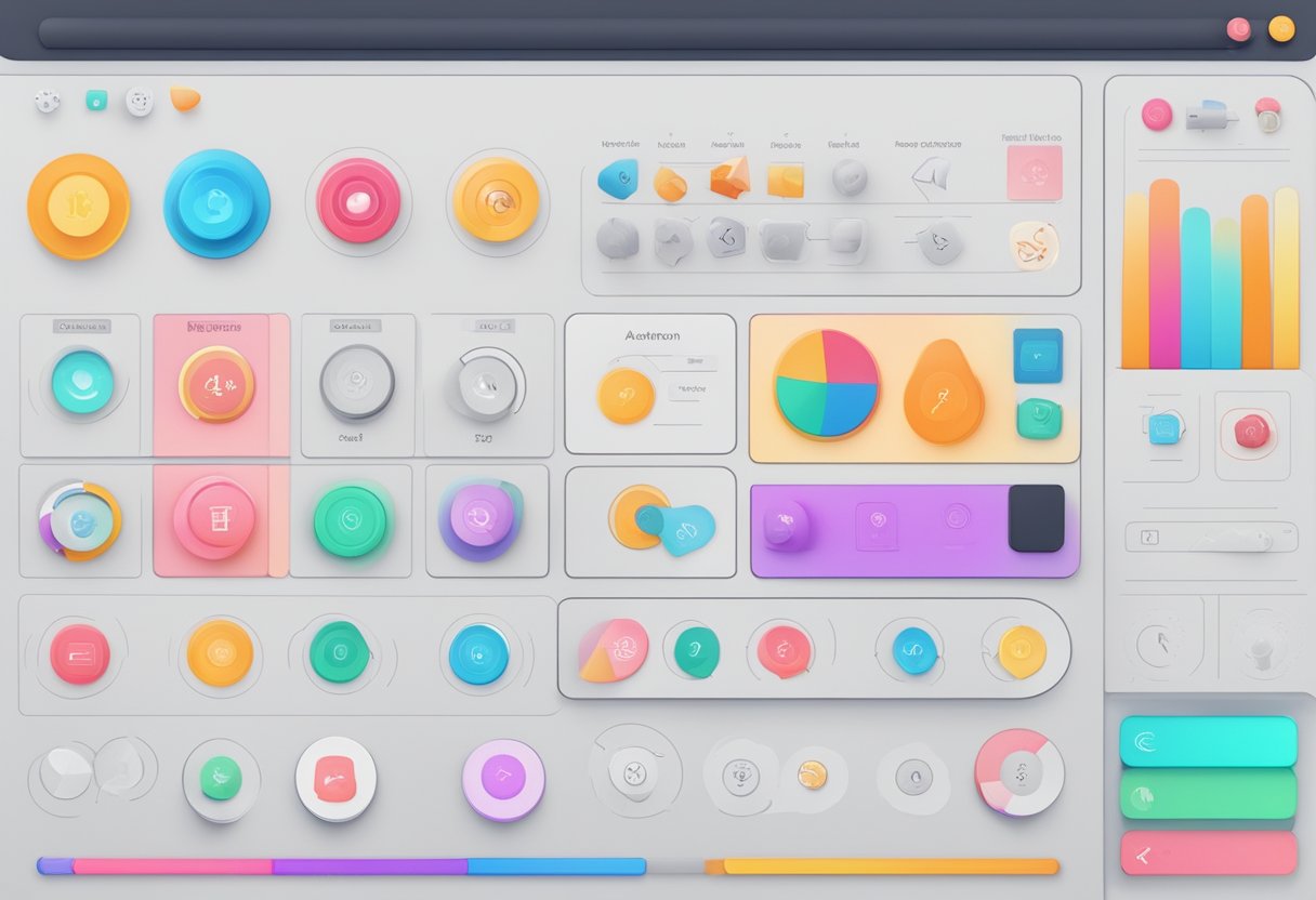 A colorful, interactive interface with icons, buttons, and visual cues for animation learning