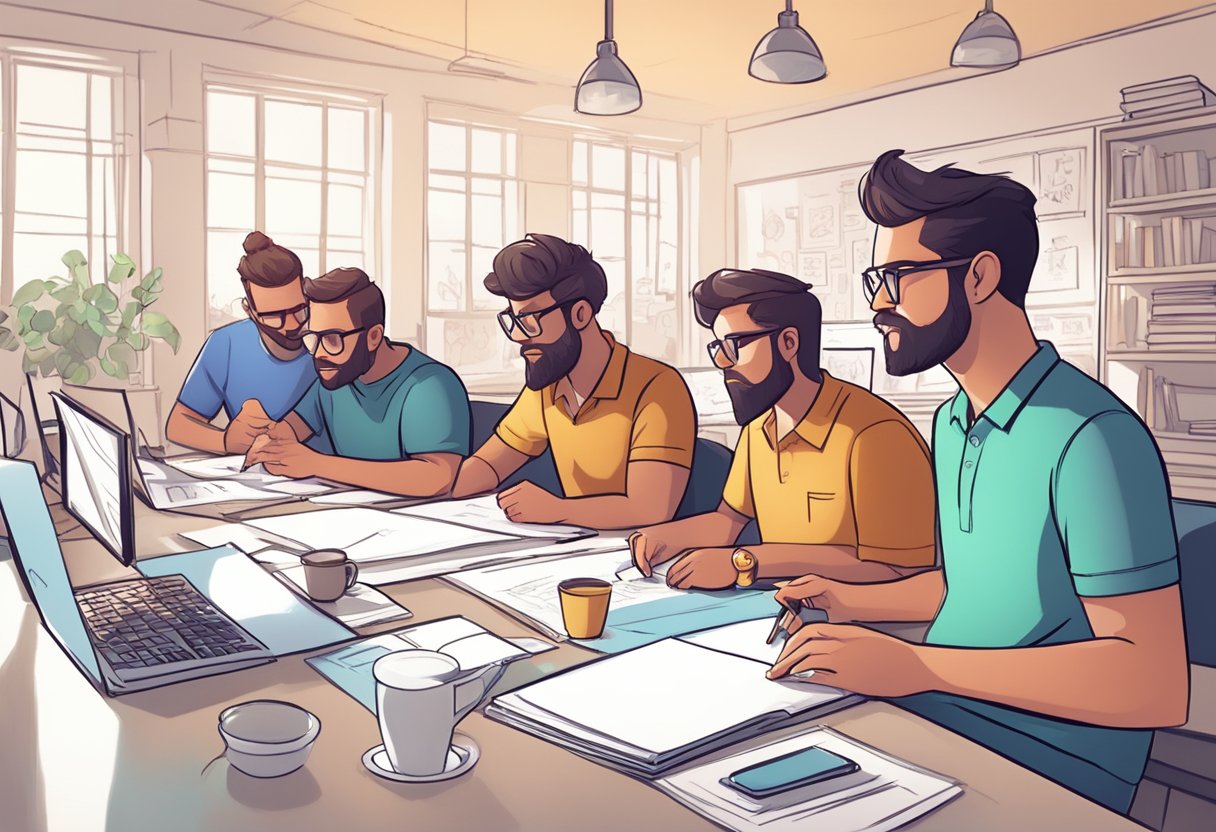 A team of animators brainstorm ideas, sketch characters, and use digital tools to create engaging educational animations