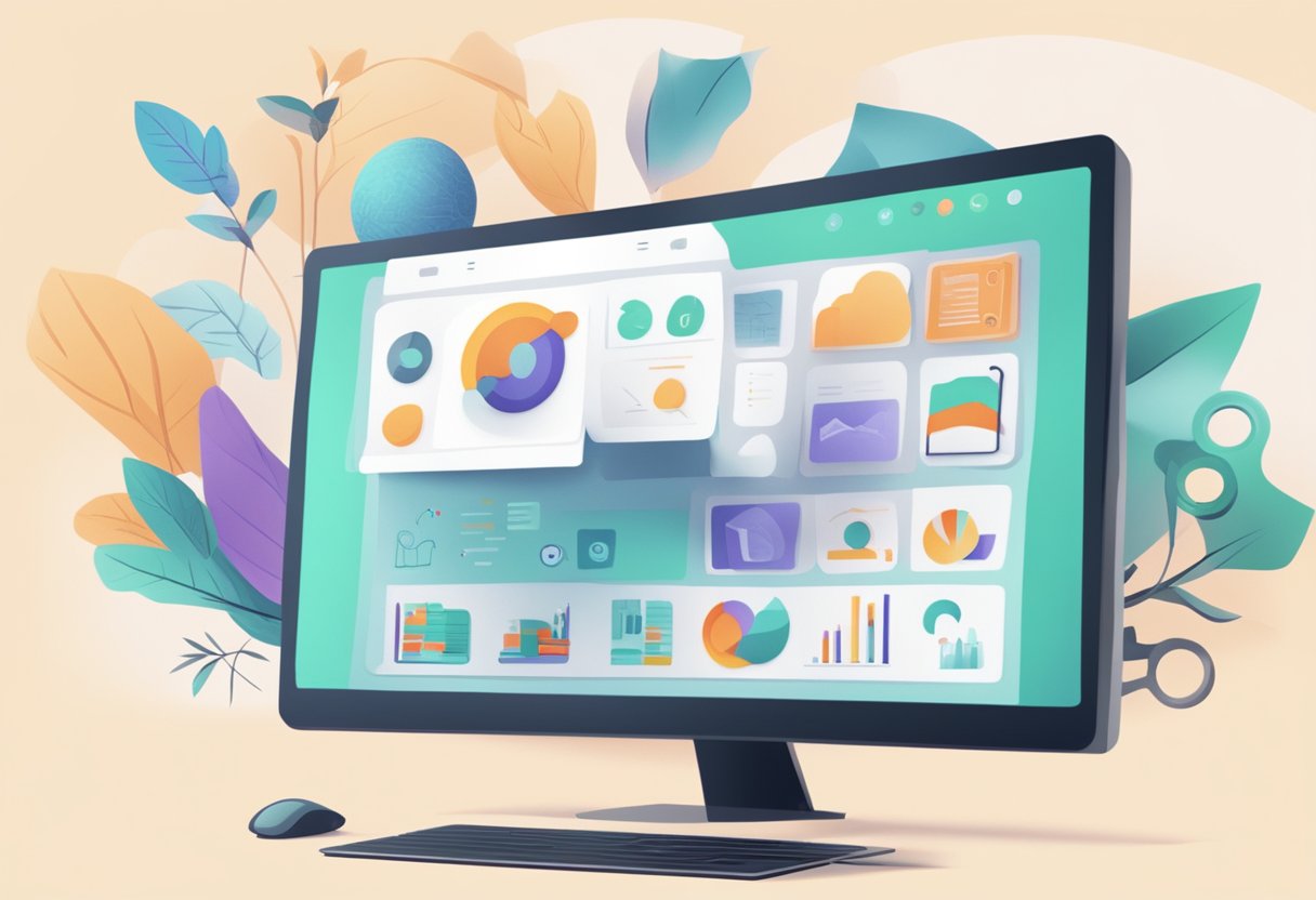A computer screen displaying educational animations with Filmora and Animaker logos