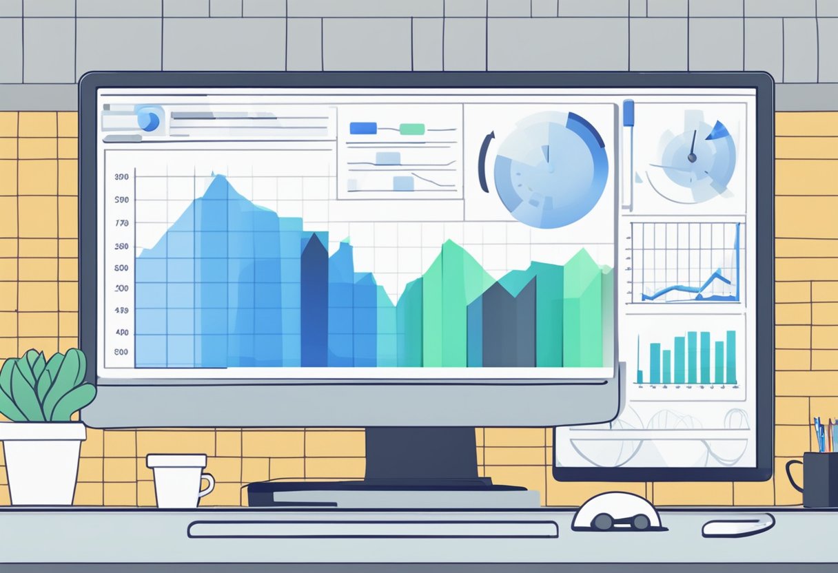 A computer screen displaying graphs and charts on animation effectiveness research