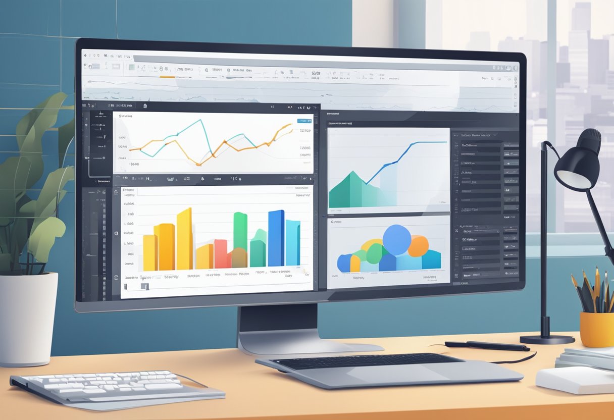 A computer screen displaying a graph with increasing views, while a video editing software is open with various tools and settings adjusted