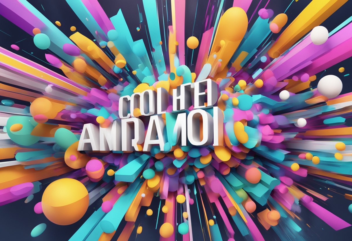 A dynamic explosion of colorful visual effects and moving typography, showcasing the expertise of the best corporate animation company