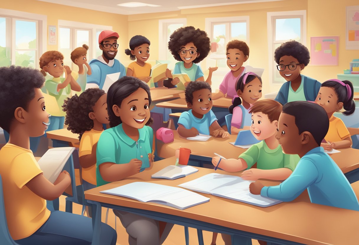 A diverse group of animated characters engaging in educational activities across different levels, from preschool to high school