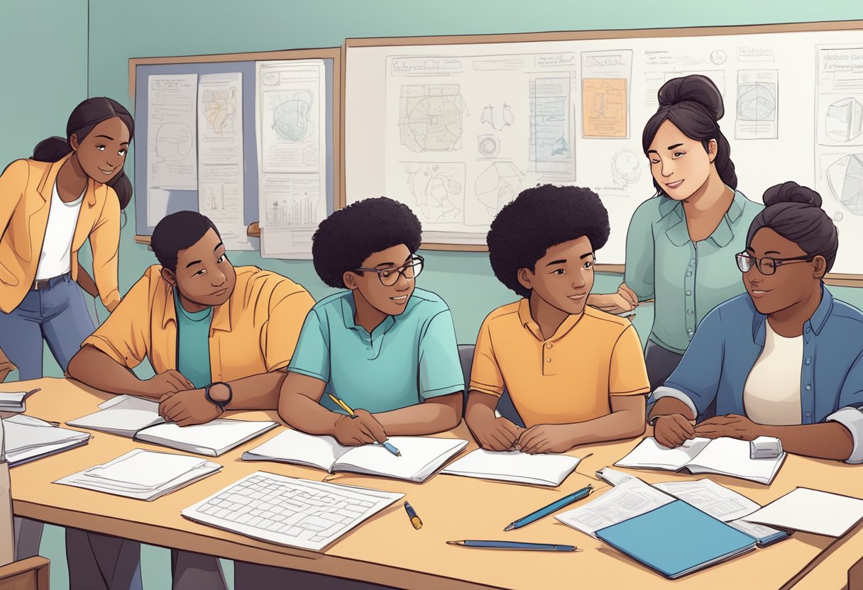 A diverse group of animated characters engage in problem-solving and critical thinking activities, representing the challenges and considerations of using animation as teaching aids