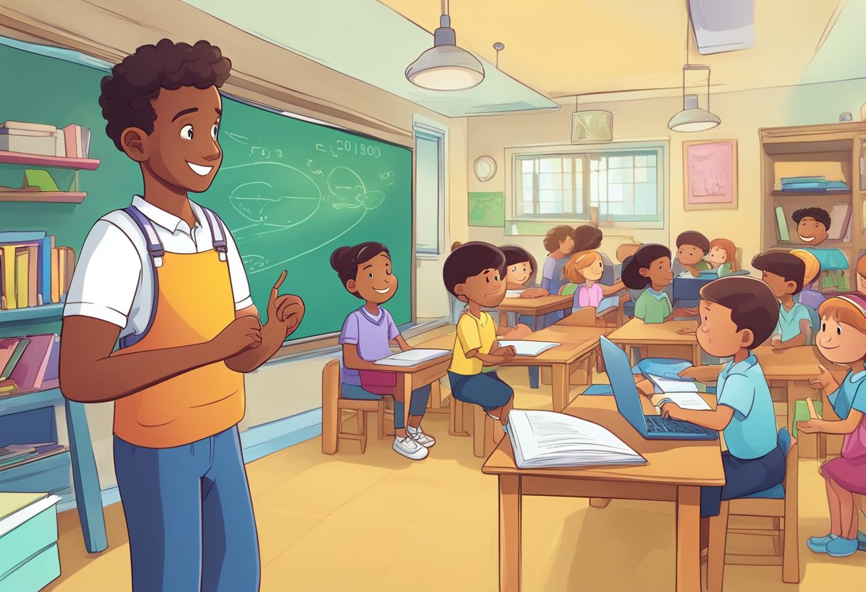 A colorful animated character explaining educational concepts with engaging visuals and clear narration