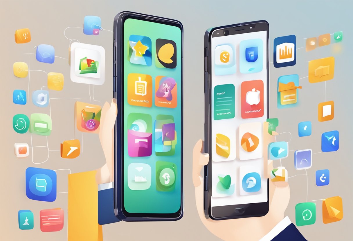 A smartphone displaying various educational animation apps being reviewed and rated by users