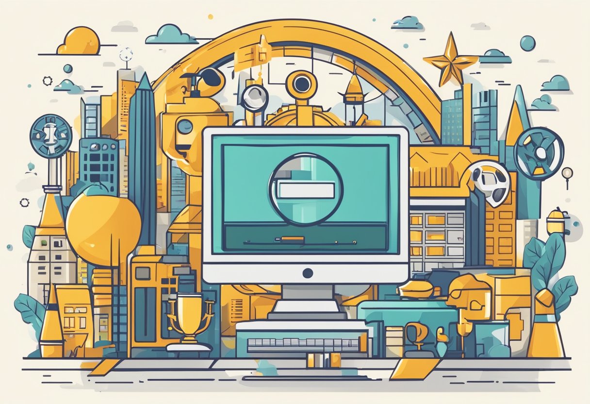 An animated film festival poster with various media icons and educational imagery