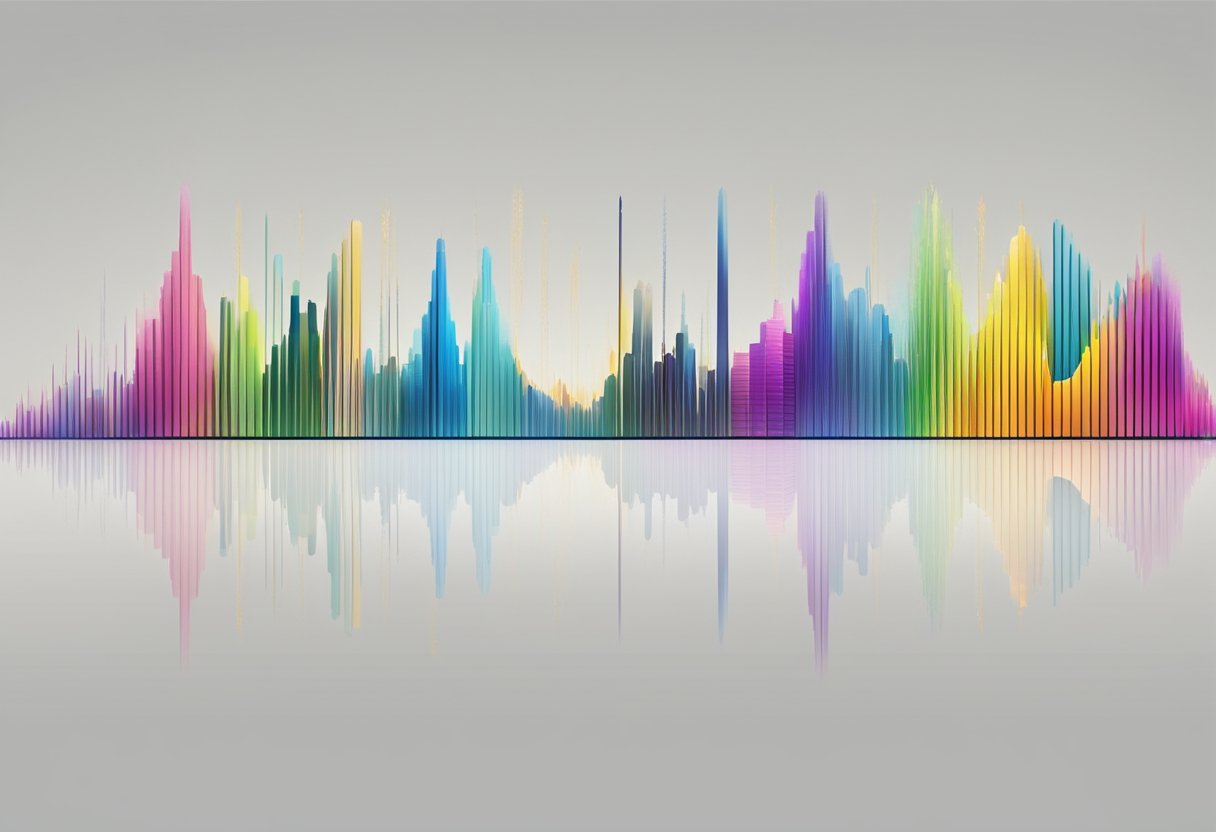 A diverse group of sound waves emanating from various sources, representing different vocal ranges and control