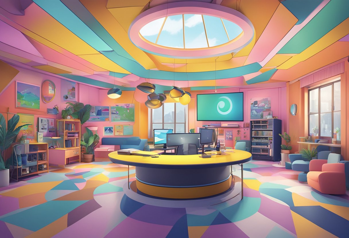 A colorful and dynamic animation studio with interactive platforms and services, set in the UK
