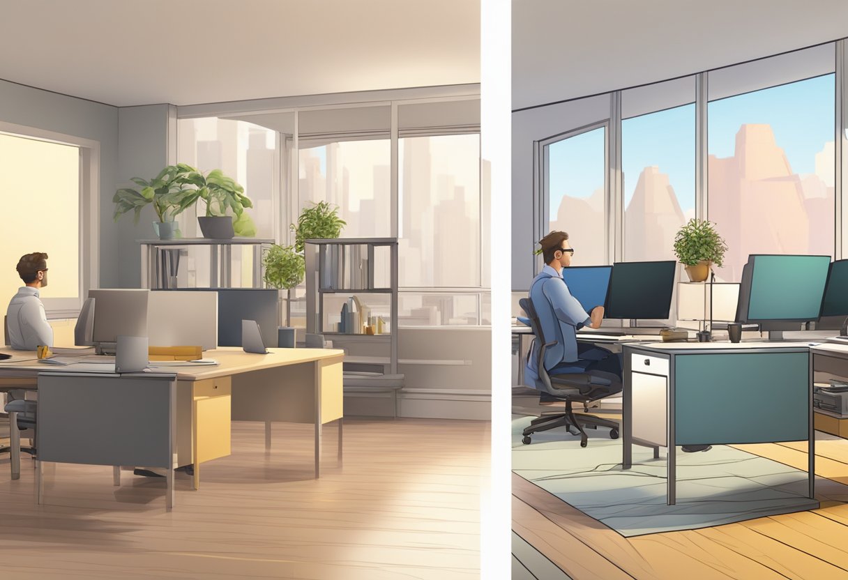 An animation and static content side by side, representing the comparison between the two