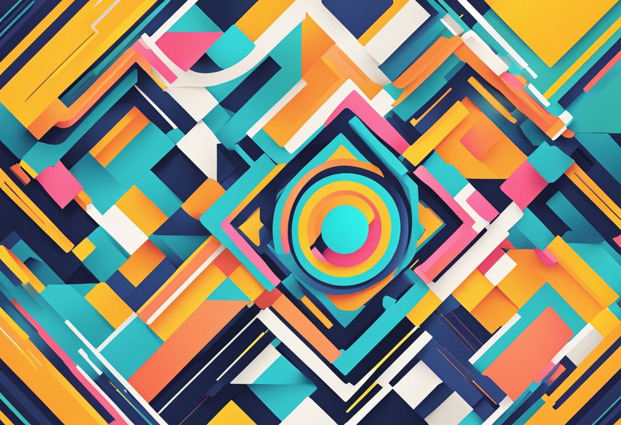 Vibrant geometric shapes and lines in motion, creating dynamic and eye-catching patterns for motion graphics