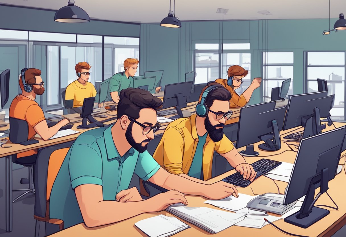 A team of animators collaborate in a studio, using advanced technology to create animated content