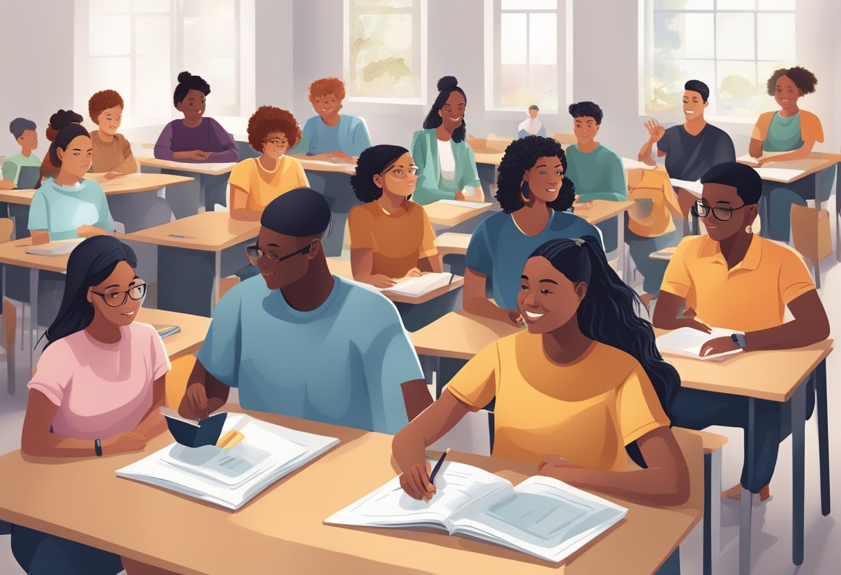 A diverse group of students engage with various learning tools in a flexible and adaptable educational environment