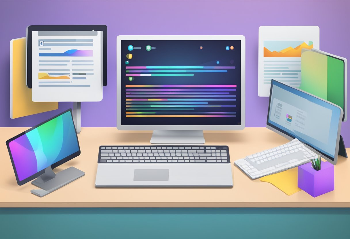 A computer screen displaying a series of FAQ topics with a company logo in the corner