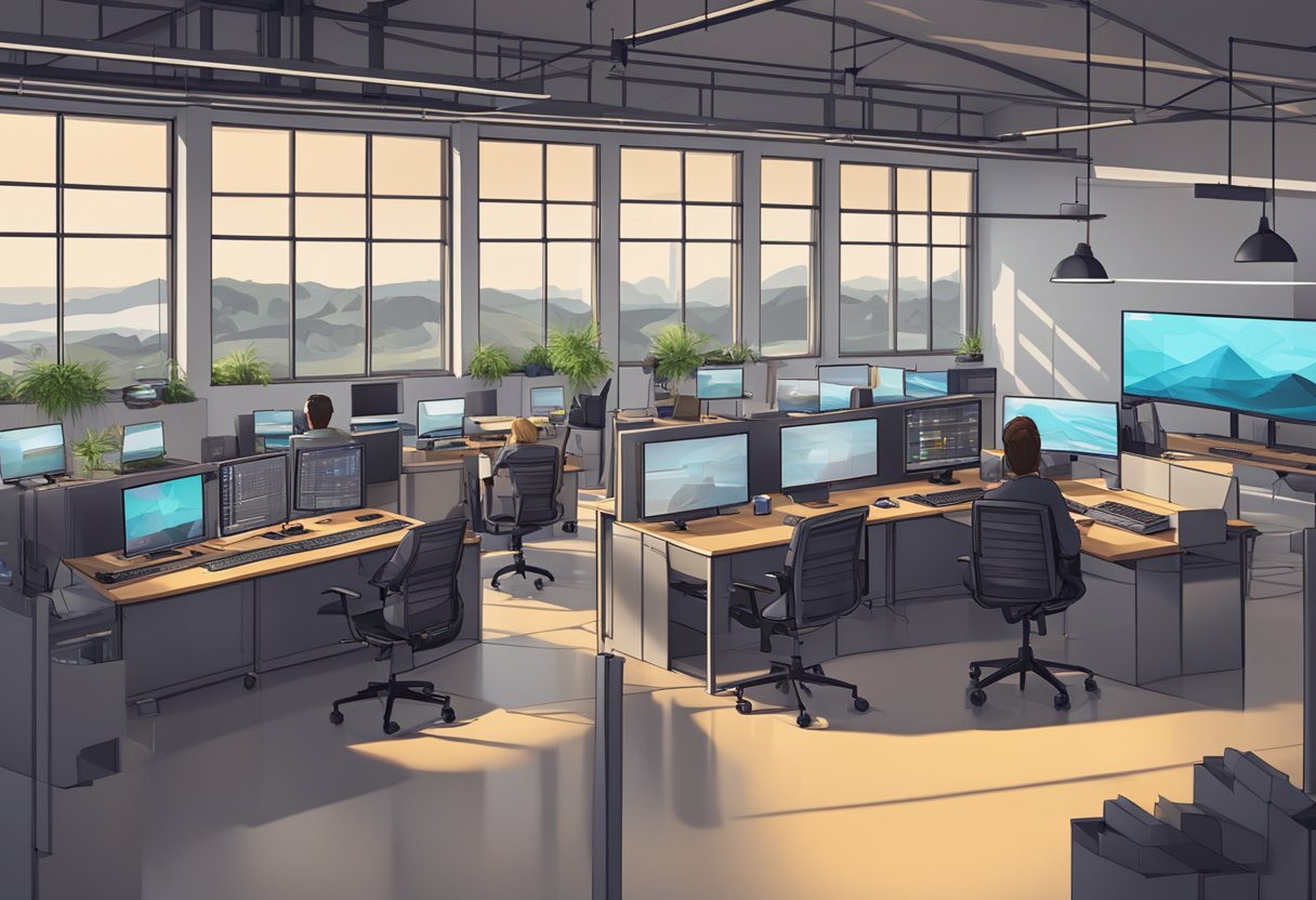 A modern digital animation studio in Dundee, bustling with industry collaboration and partnerships