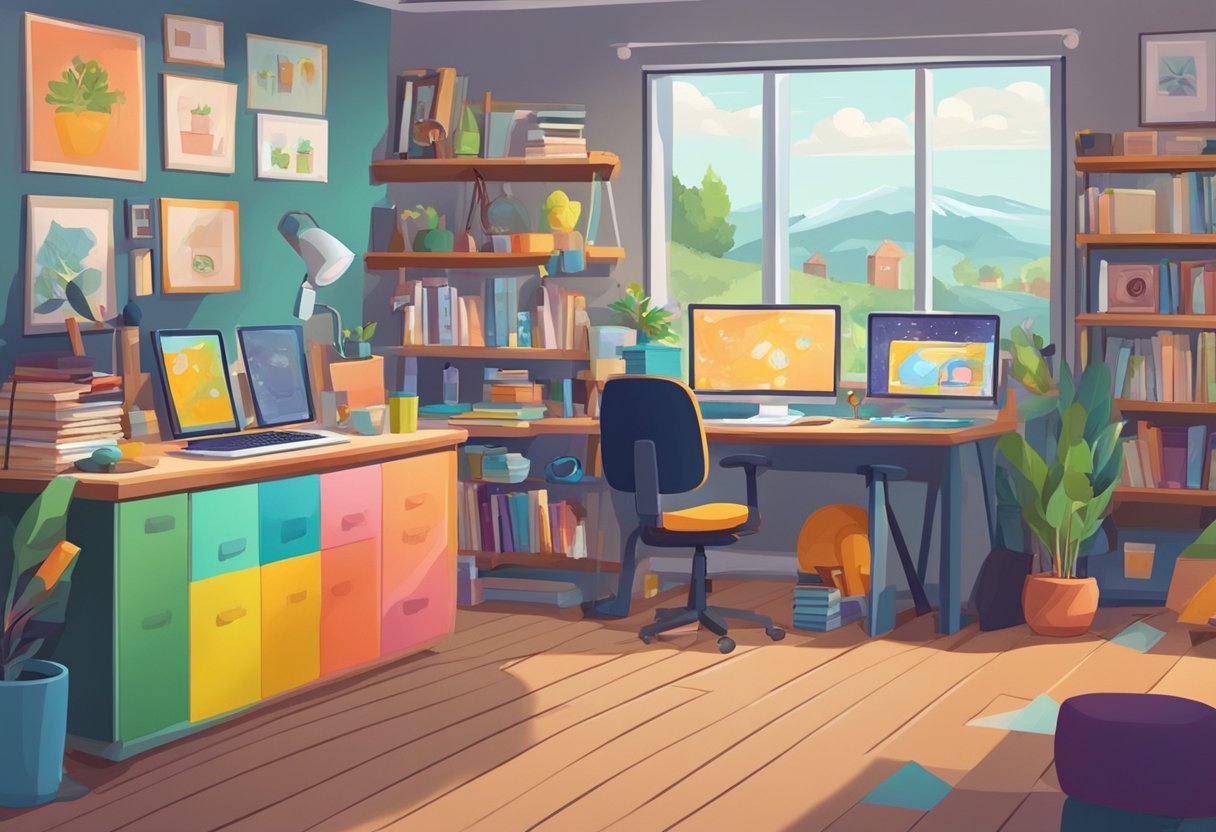 A colorful animation studio in Wales produces educational content, with characters and scenes depicting various subjects and concepts