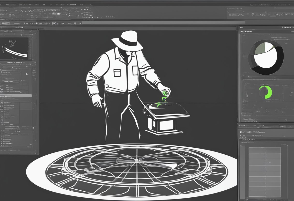 A technician selects a gobo size while customizing animations for a Texas event