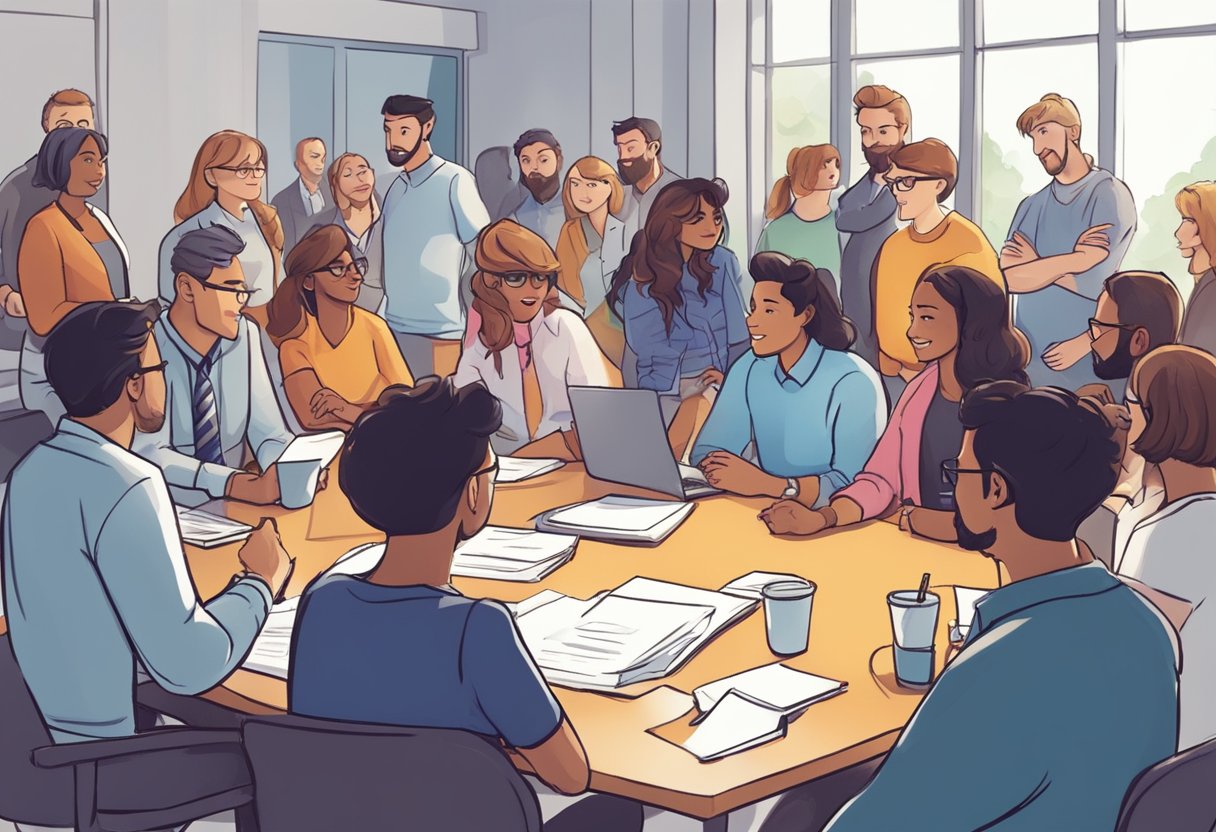 A group of animators gather at a networking event in Ontario, discussing resources and sharing ideas for custom animations