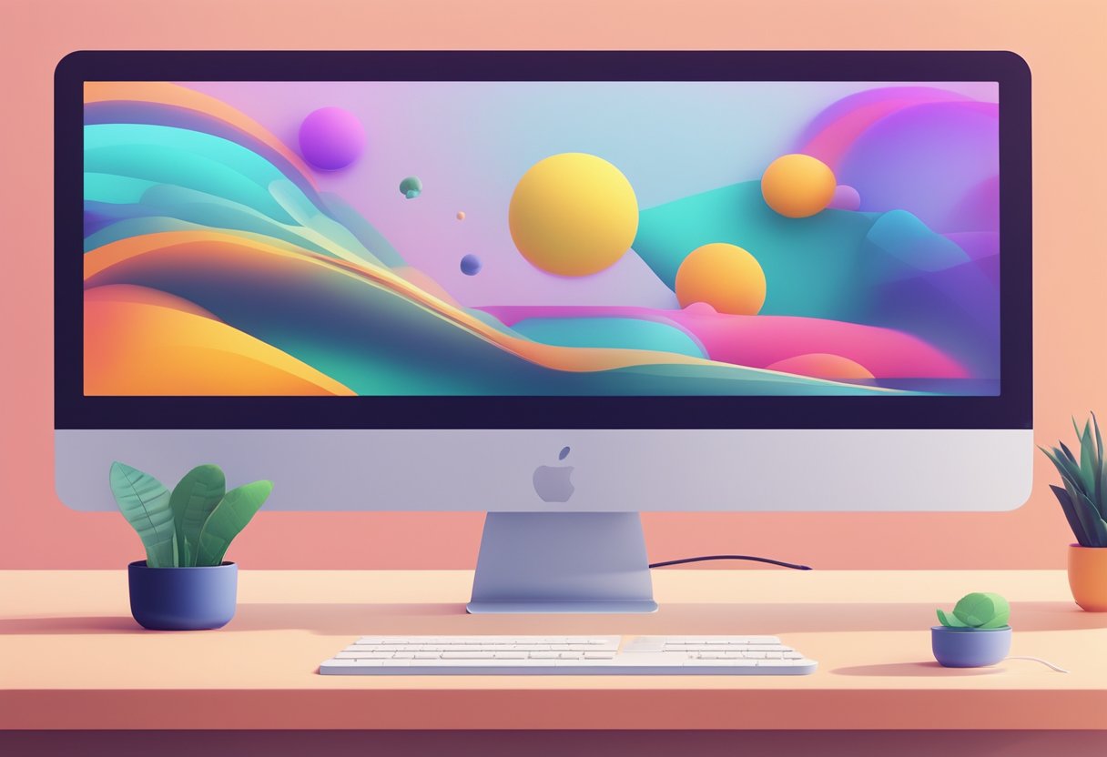 A computer screen displaying a dynamic and engaging interactive animation, with vibrant colors and smooth transitions, capturing the viewer's attention