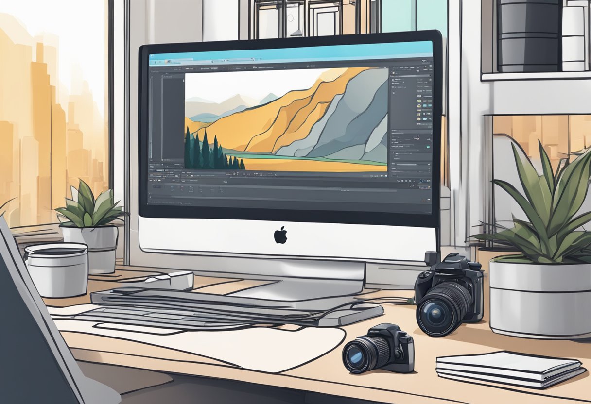 A camera and a computer screen side by side, with images flowing from the camera into the computer for digital animation services in Calgary