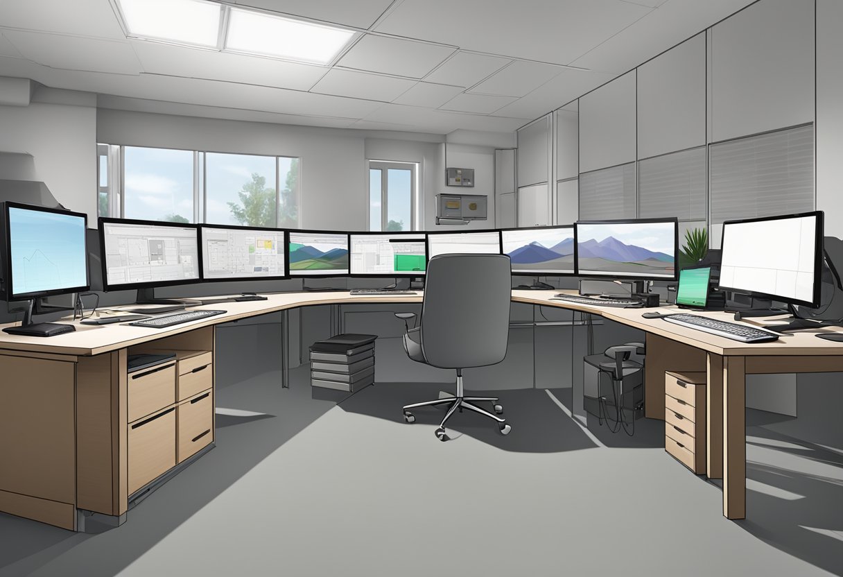 A modern animation studio with computers, drawing tablets, and software tools for creating corporate animations in Wellington