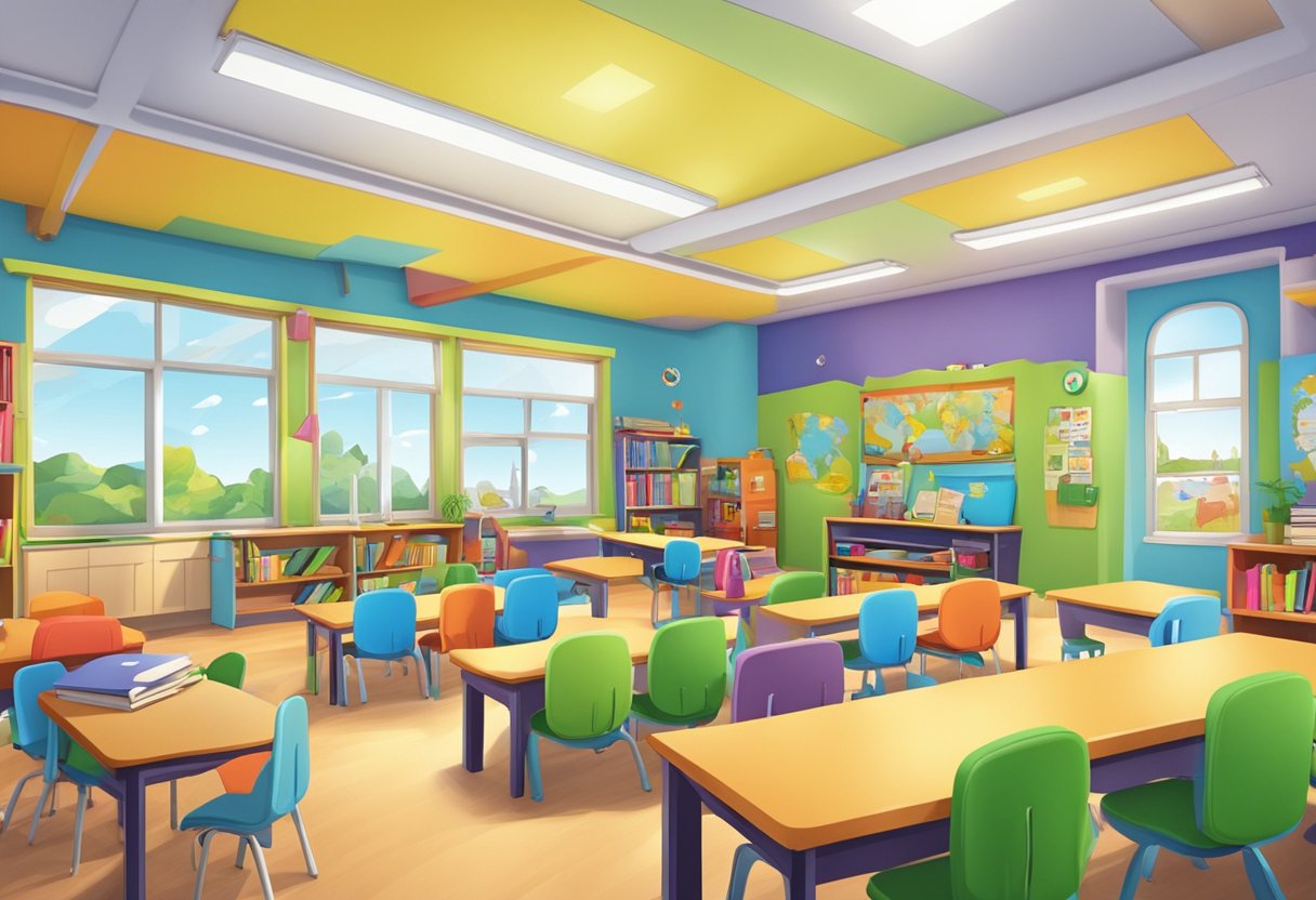 A vibrant classroom setting with animated characters and educational props in Christchurch