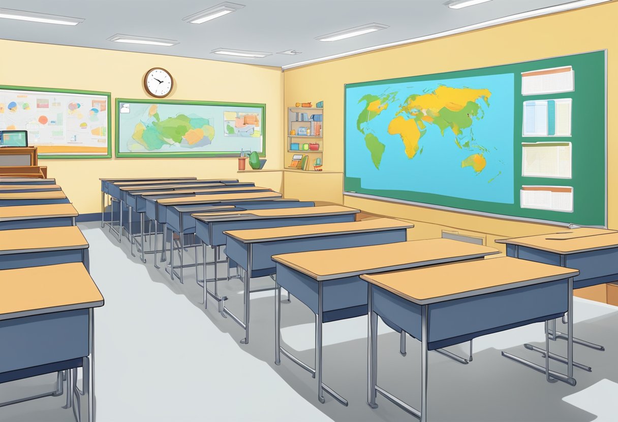 A classroom setting with animated educational resources being used in China