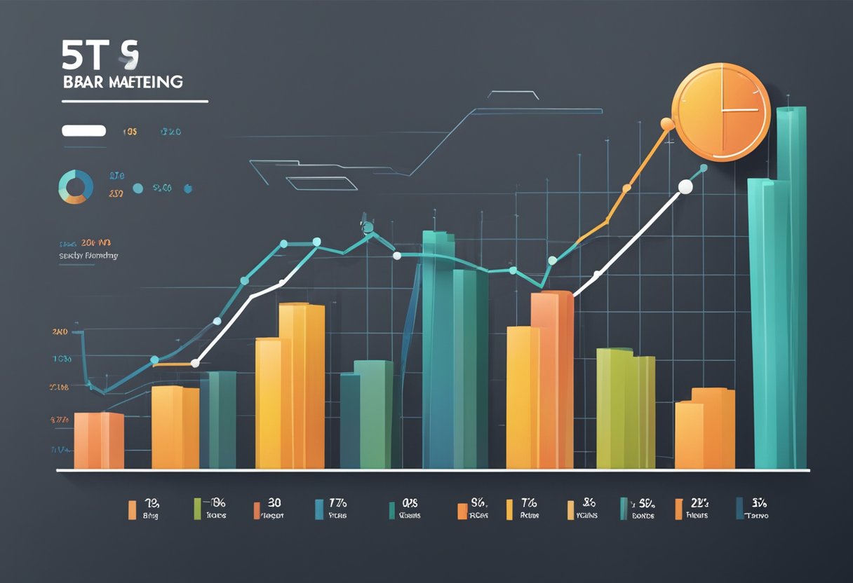 A bar graph and line chart representing sector-specific growth in marketing statistics