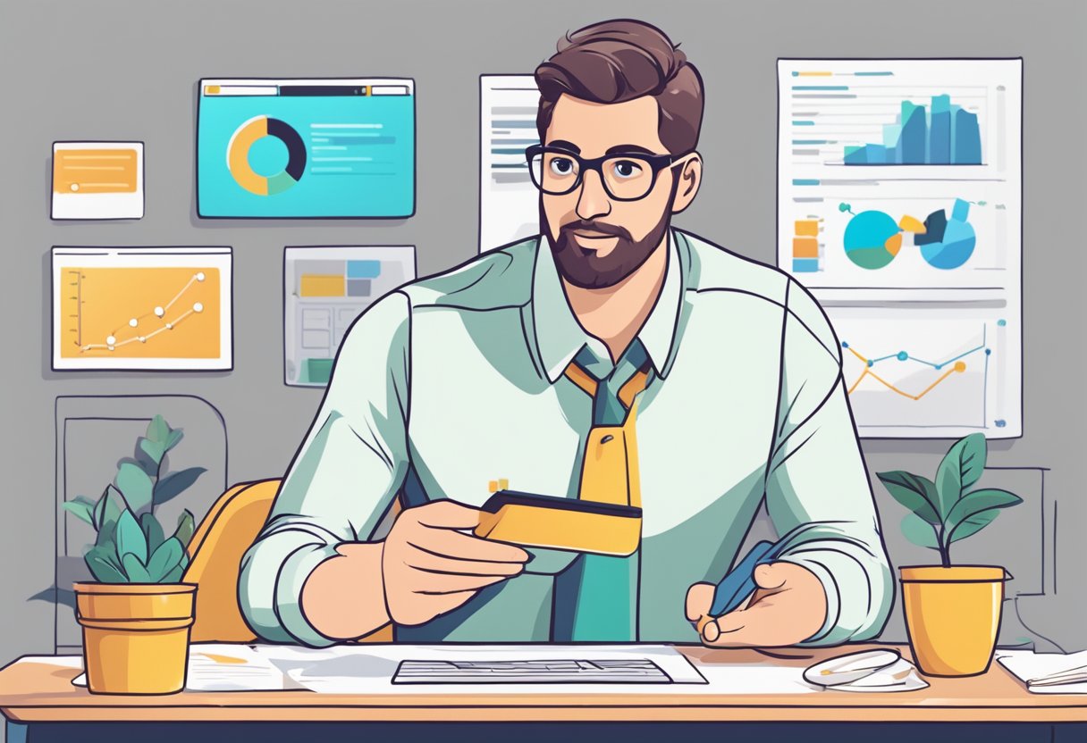 An animated character analyzing data on audience engagement for SEO strategies