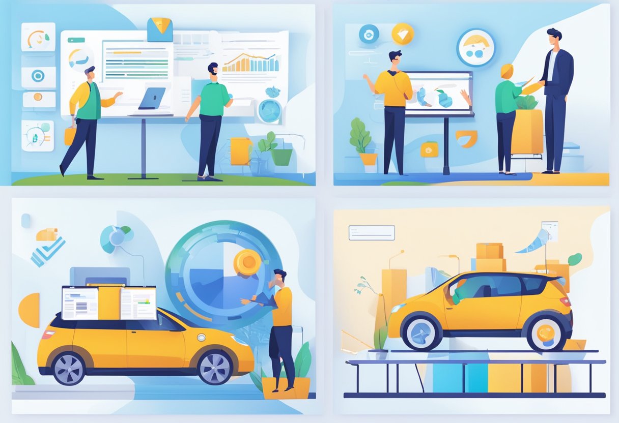 An AI-powered training module visually explaining corporate concepts and processes through dynamic animation