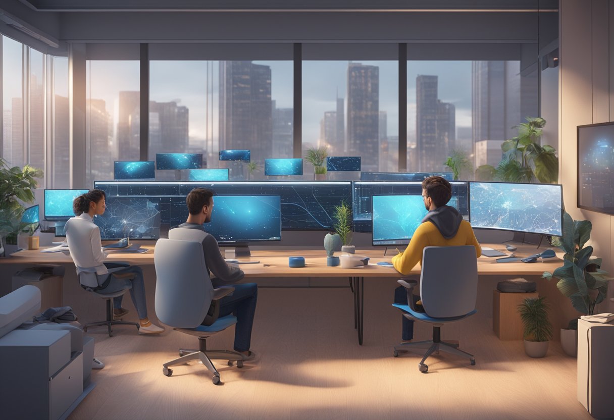 AI tools working seamlessly alongside animators, rendering complex 3D models and animations with precision and speed, showcasing the potential for coexistence in an AI-driven industry