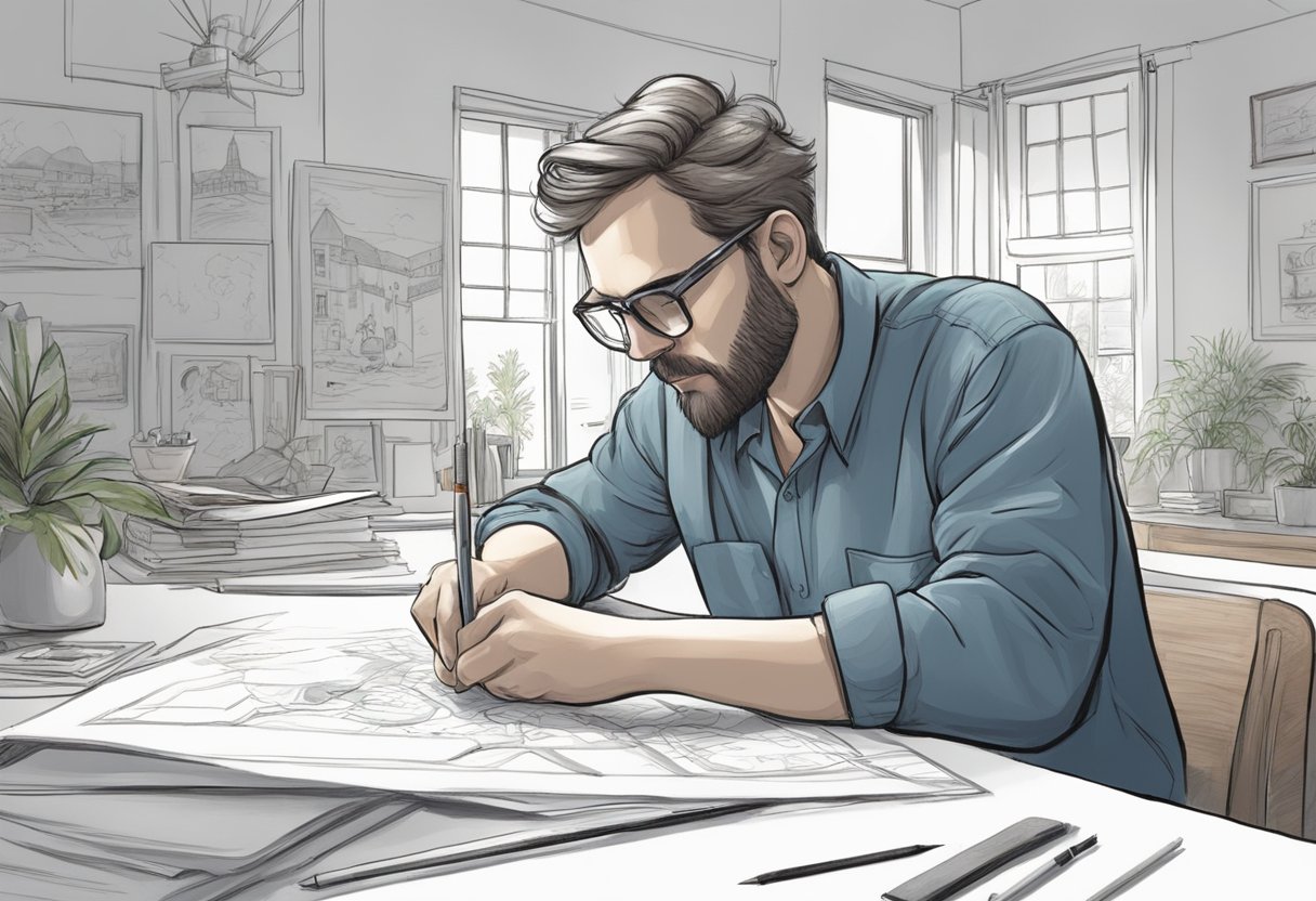 A traditional 2D animator meticulously sketches a detailed scene, capturing the fluidity and expressiveness that makes 2D animation a timeless art form