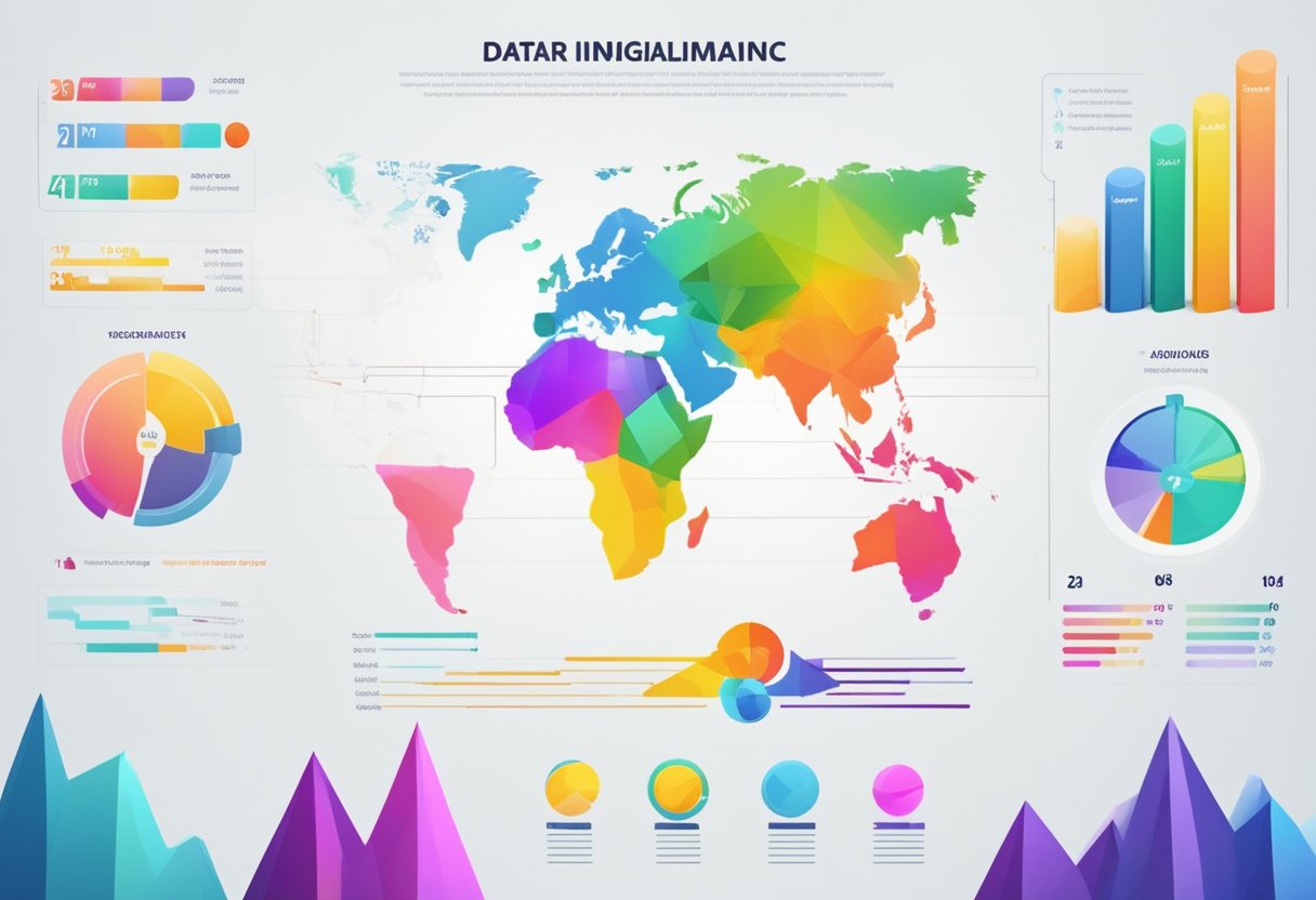 A colorful infographic charting data with animated elements
