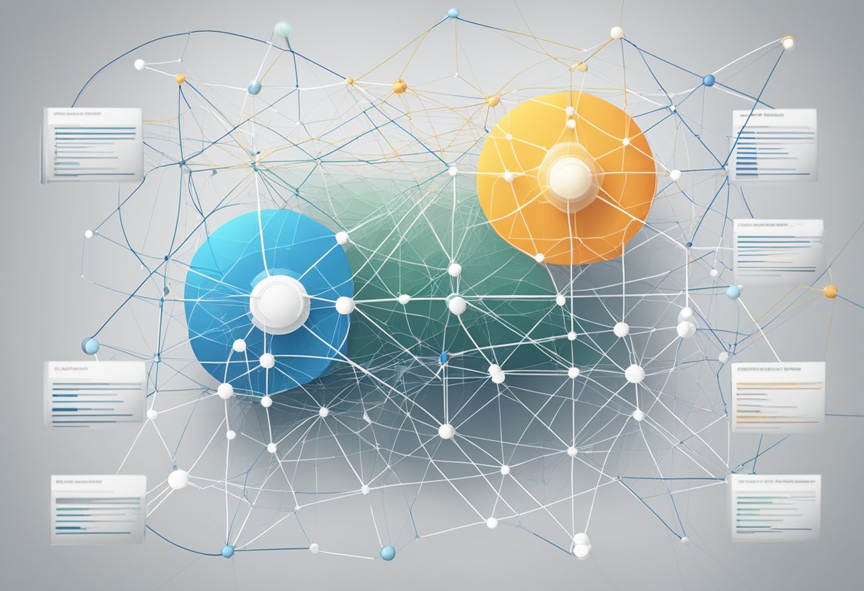 A computer screen displaying a complex web of interconnected lines and nodes, representing the technologies behind interactive animation