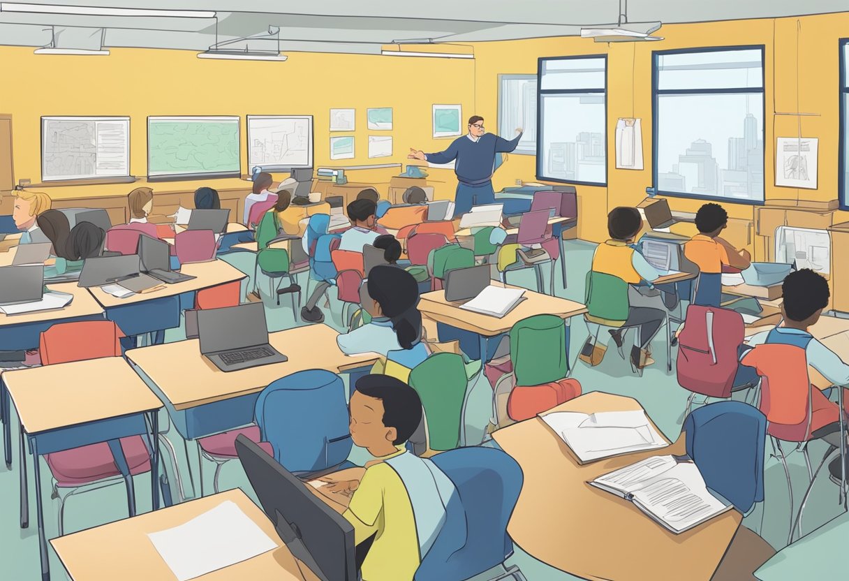 A classroom setting with students learning animation techniques from instructors in Belfast