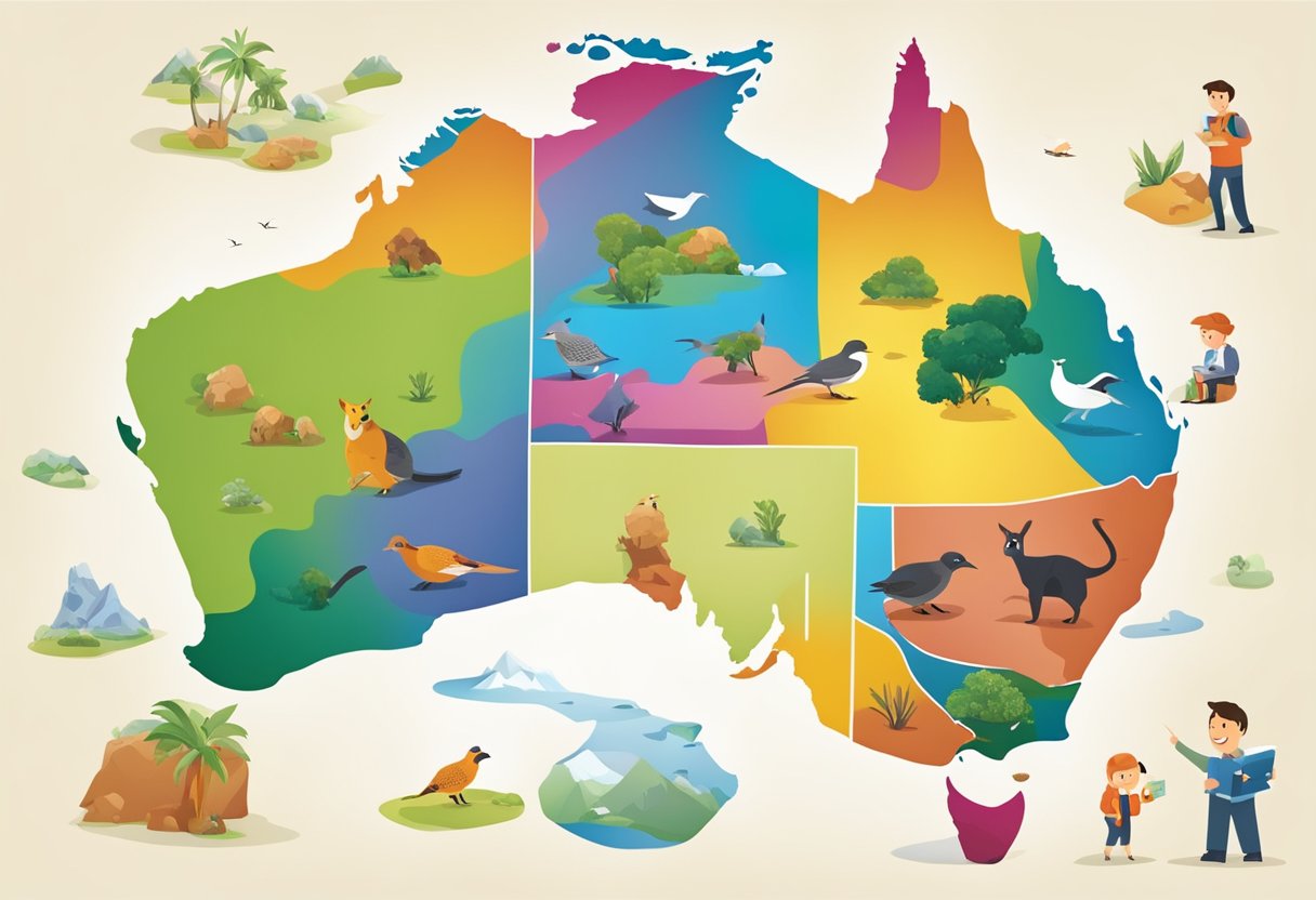 An Australian map with animated characters spreading across the country, reaching various market locations