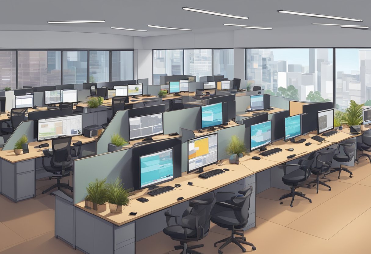 A bustling animation studio in Perth, filled with digital workstations and industry professionals training in the art of digital animation