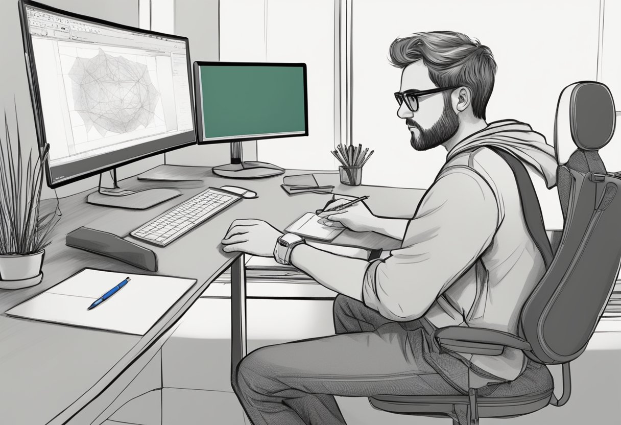 An animator in New Zealand creates educational animations using digital drawing tablet and computer software