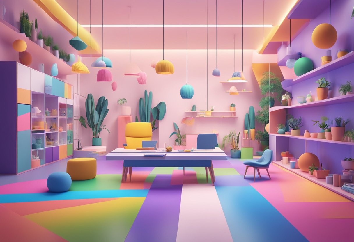 A colorful array of custom animations fills a modern studio in Hangzhou, showcasing upcoming trends in the industry
