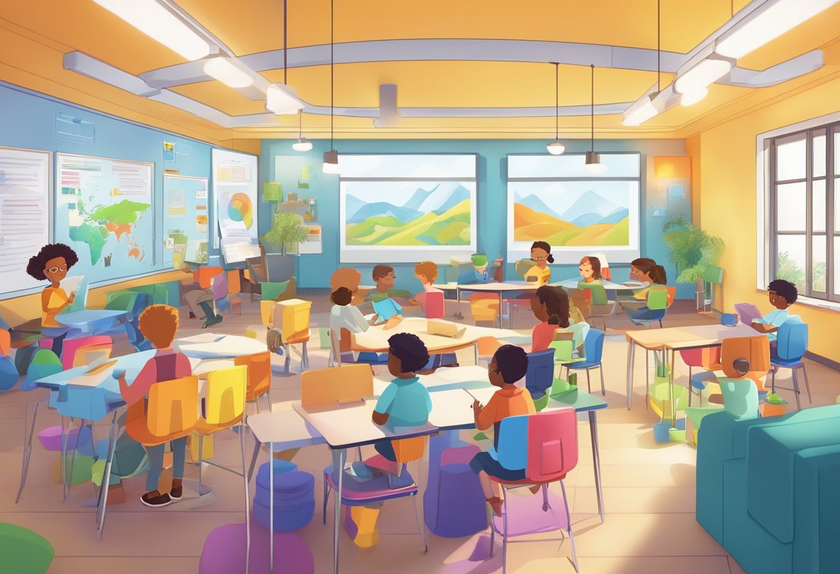 Bright, colorful animations guide students through interactive learning activities, sparking motivation and engagement in a dynamic educational environment