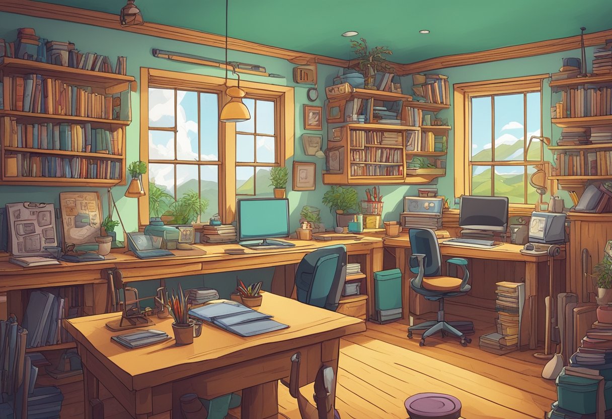 A colorful, hand-crafted animation studio in Galway, Ireland, filled with unique characters and whimsical scenery