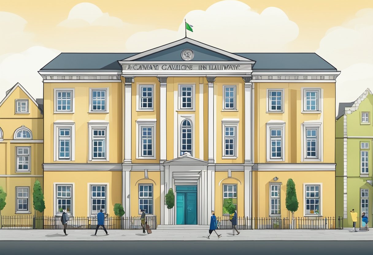 An academic institution in Galway, Ireland, with animated elements showcasing its unique role and offerings