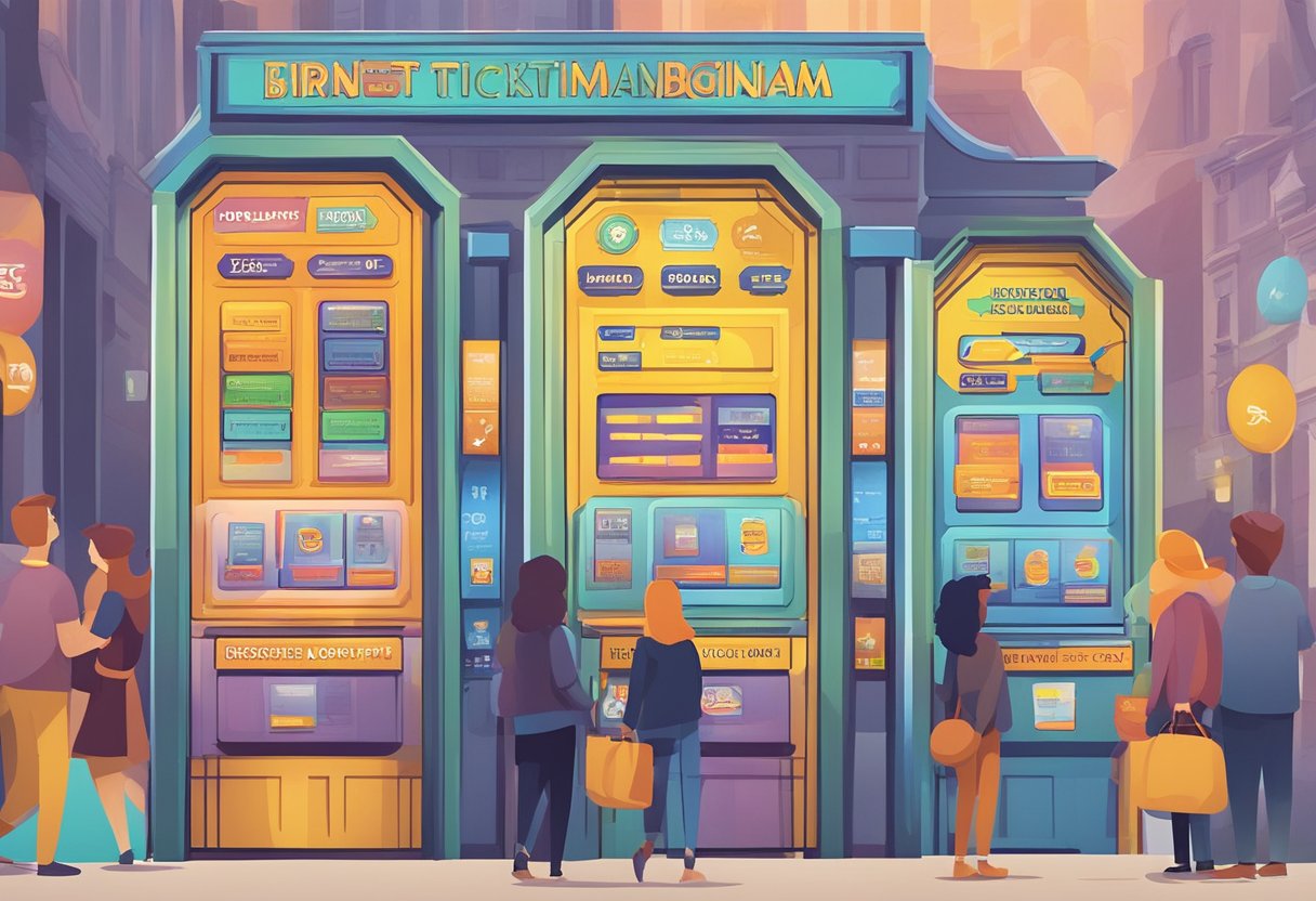 A colorful interactive animation displaying ticket purchasing options and entry rates for attractions in Birmingham