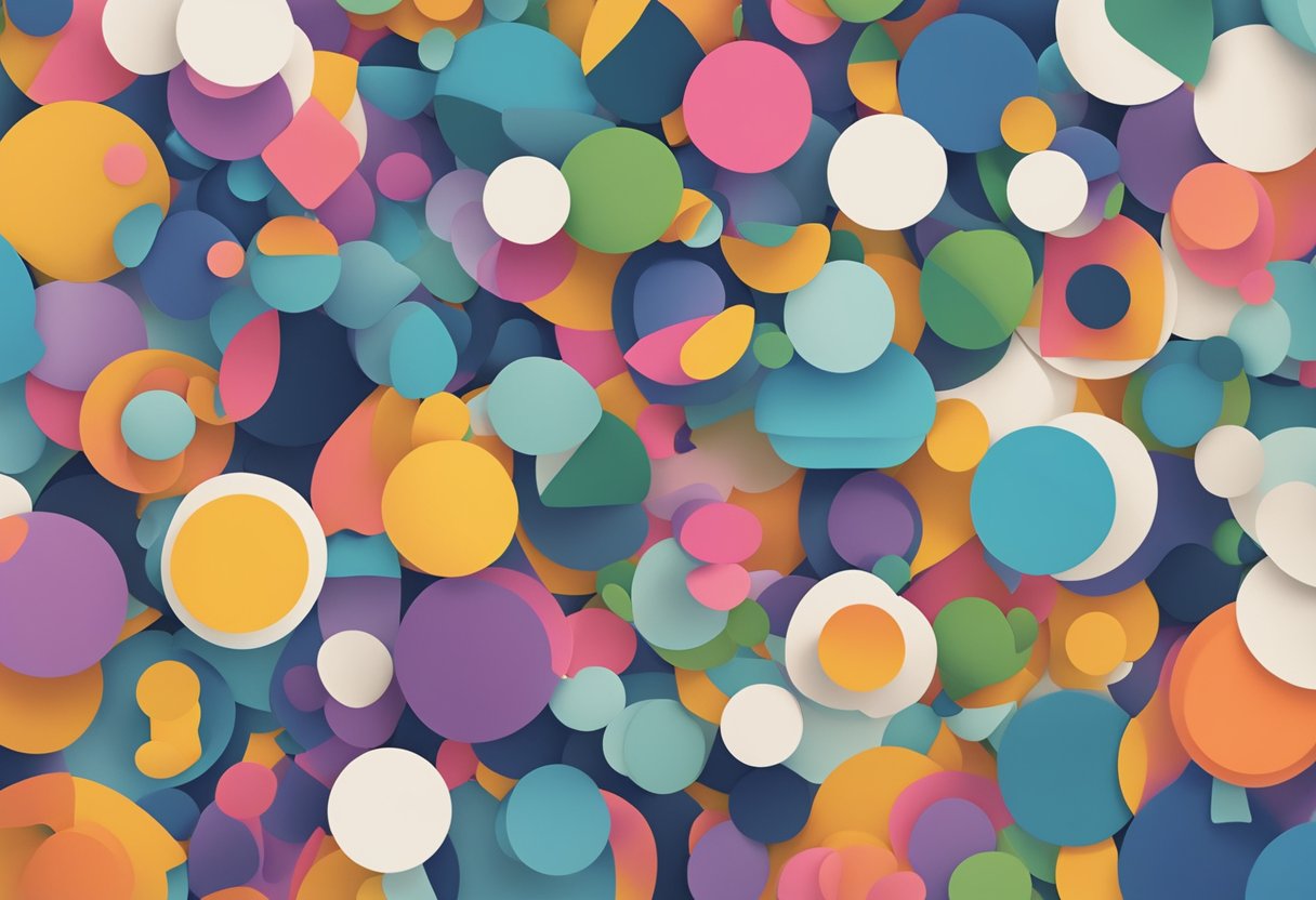 A group of diverse shapes and colors merging and interacting to create dynamic and engaging interactive animations in Birmingham