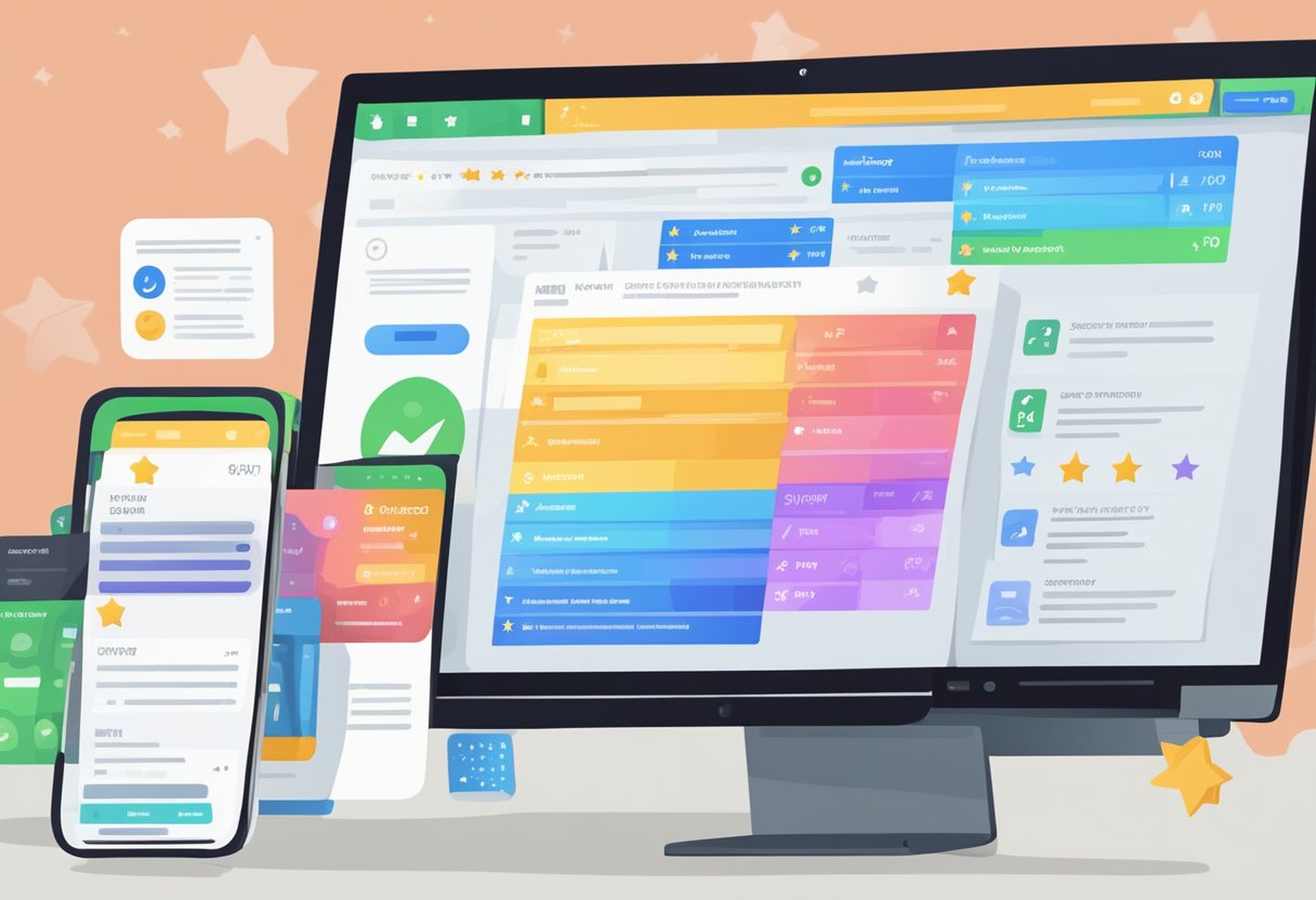 A computer screen displaying various star ratings and review comments for interactive animations in Birmingham