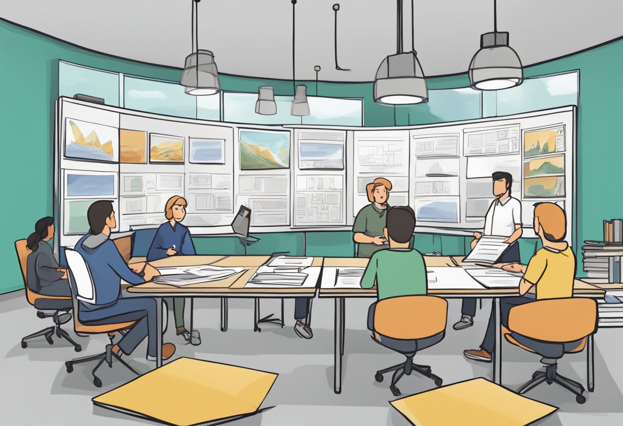 An animated storyboard depicting the creation process of educational explainer videos in Inverness, showcasing various stages of production